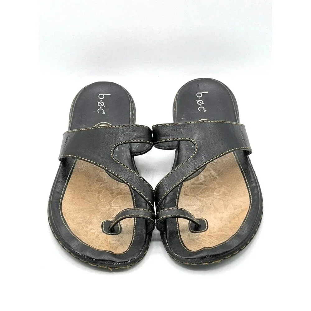 BOC Born Concept Black Thong Flip Flop Faux Leather Sandal Women's Size 10 M - Picture 6 of 11